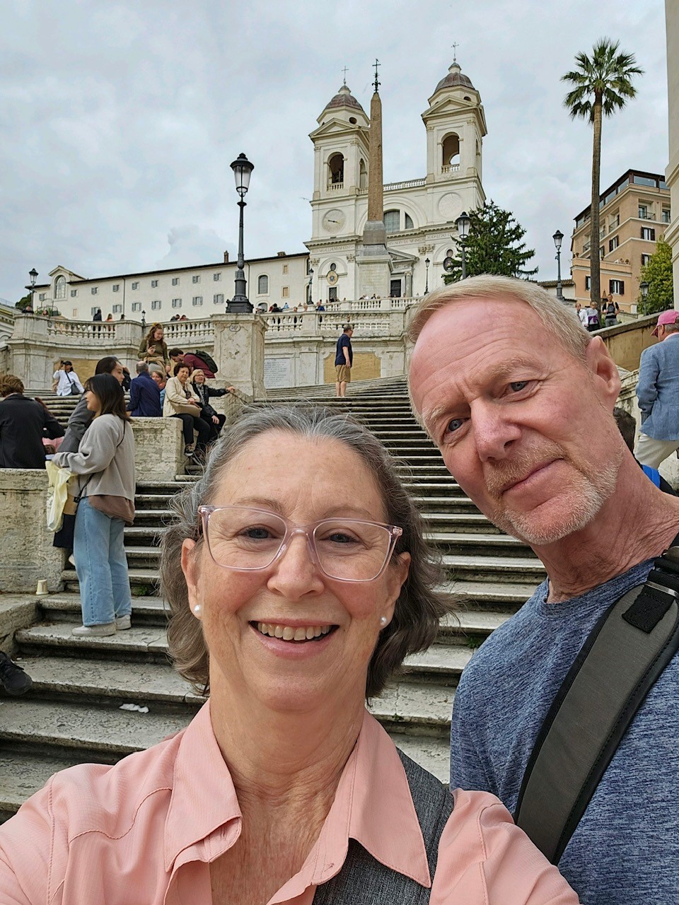 Couple visits Rome, Spanish Steps
