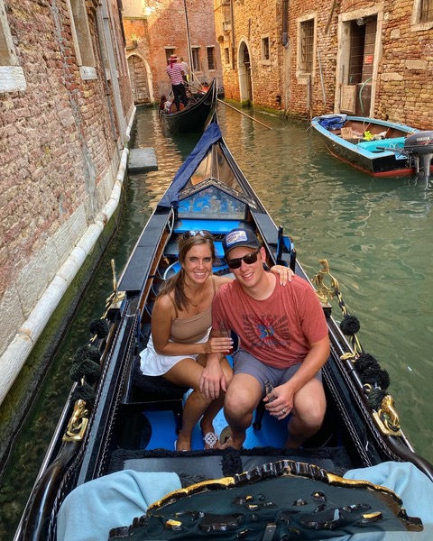 young couple on a gondola in Venice