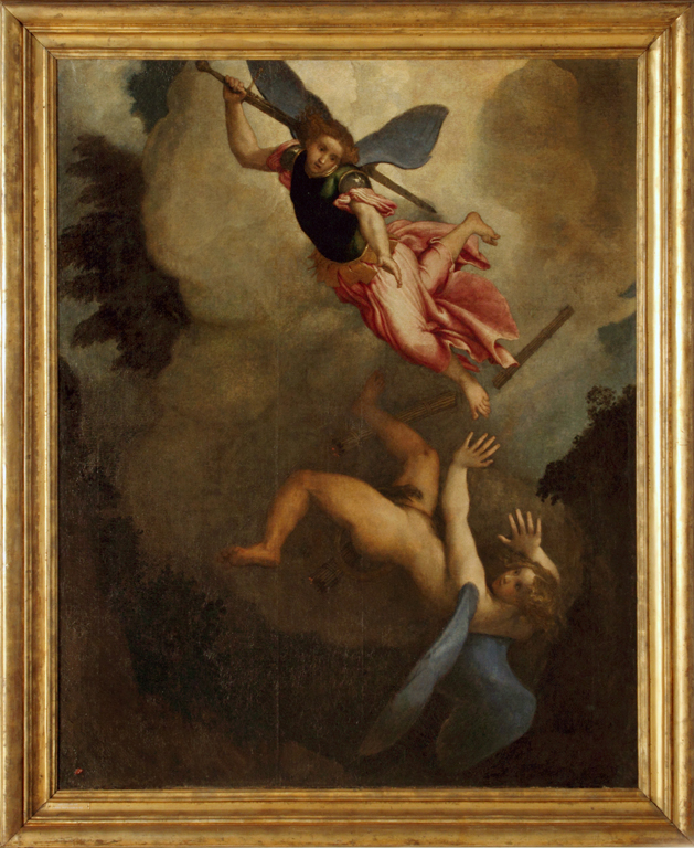 Lorenzo Lotto Arcangelo sends Lucifer away